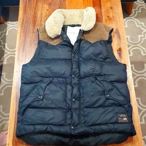 Ralph Lauren Denim & Supply puffy vest Men's M sherpa trim, 75% down